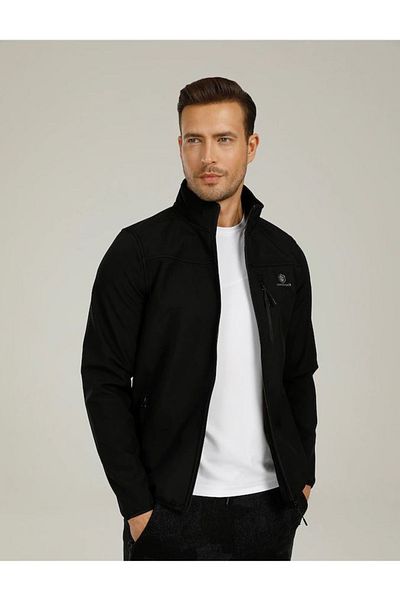 lumberjack 2w M-softshell Track Top 2pr Black Water Proof Fabric Water Repellent Raincoat