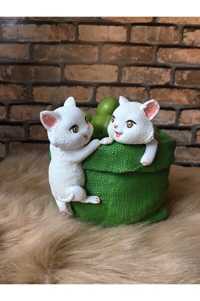 Luthien Set de coș și ghiveci pentru pisici verzi