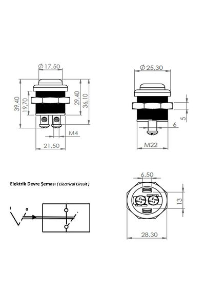 allestock Starter Horn Button with Terminal Block - Black Color
