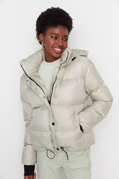 Trendyol Collection Mint Oversize Puffer Jacket s kapucí TWOAW23MO00139