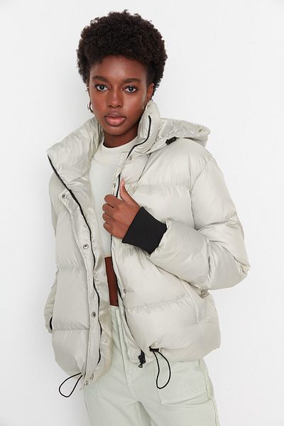 Trendyol Collection Mint Oversize Puffer Jacket s kapucí TWOAW23MO00139