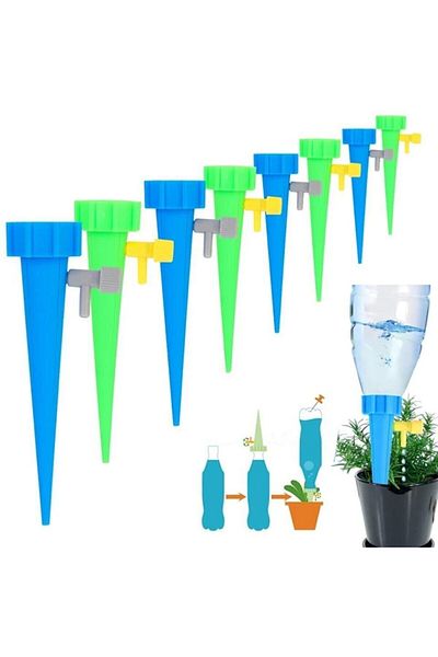 Ankaflex 10 Pieces Flower Pot Watering Apparatus Compatible with 1.5 Liter Bottles Automatic Drip System with Adjustment Valve