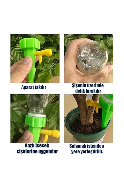 Ankaflex 10 Pieces Flower Pot Watering Apparatus Compatible with 1.5 Liter Bottles Automatic Drip System with Adjustment Valve