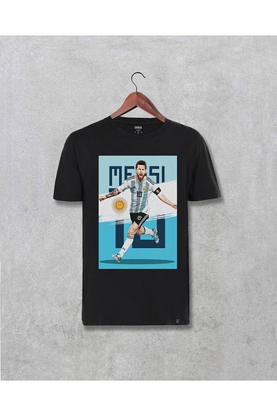 Darkia Μπλουζάκι Unisex Μαύρο Lionel Messi Argentina με τυπωμένο σχέδιο