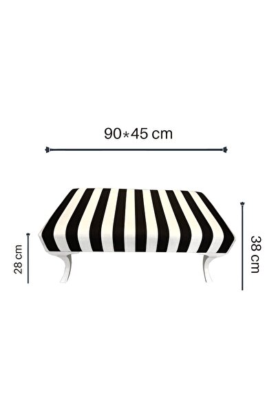 DTM Express Dtm Home Siyah Beyaz Çizgili Bench Puf