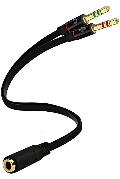 aogo 3.5mm Kulaklık Mikrofon Ayırıcı Kablo Aparat 3.5mm Dişi 2x3.5mm Erkek Ku...