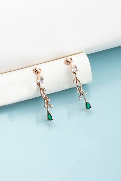 LINTERNA 925 Ayar Gümüş Aquamarine Nergis Çiçeği Sarmaşık Küpe