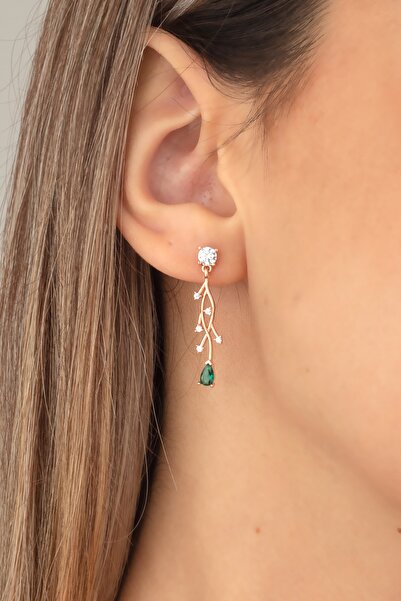 LINTERNA 925 Ayar Gümüş Aquamarine Nergis Çiçeği Sarmaşık Küpe