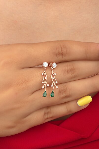 LINTERNA 925 Ayar Gümüş Aquamarine Nergis Çiçeği Sarmaşık Küpe