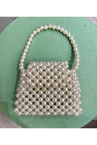 TREND White Pearl Thin Bag Evening Dress - Daily Knitted