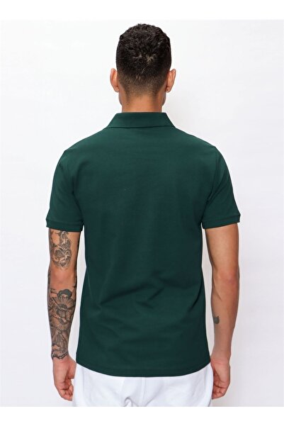 U.S. Polo Assn. Βάση. Polo Assn Polo Collar Slim Fit No Pocket Ανδρικό μπλουζάκι χωρίς τσέπη σκούρο πράσινο