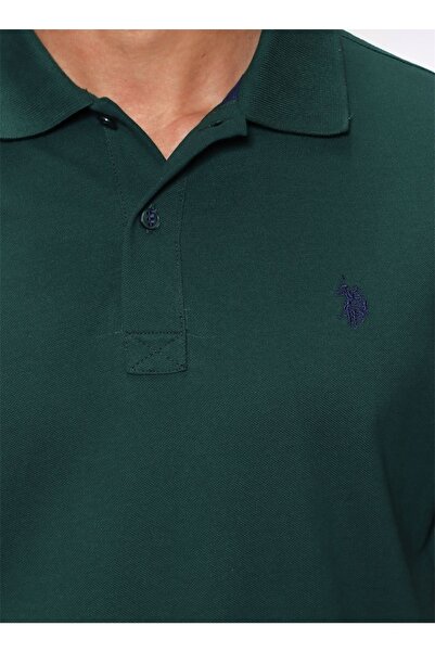 U.S. Polo Assn. Βάση. Polo Assn Polo Collar Slim Fit No Pocket Ανδρικό μπλουζάκι χωρίς τσέπη σκούρο πράσινο