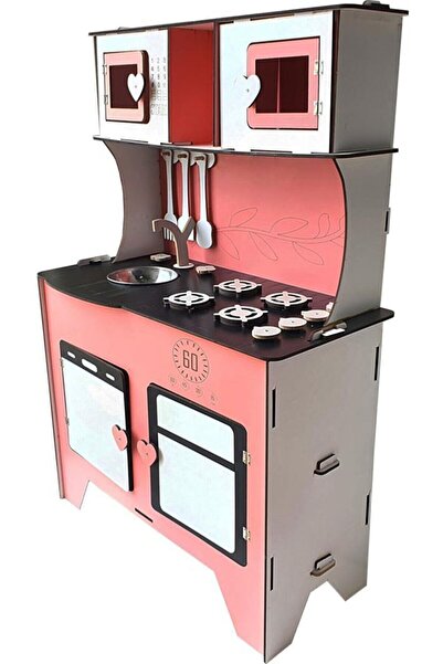 Genel Markalar Pembe Ahşap Büyük Mutfak Seti