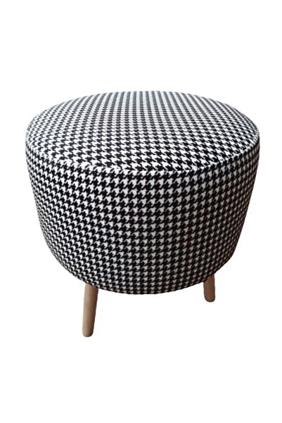 DTM Express Dtm Home Kaz Ayağı Desenli Yuvarlak Puf