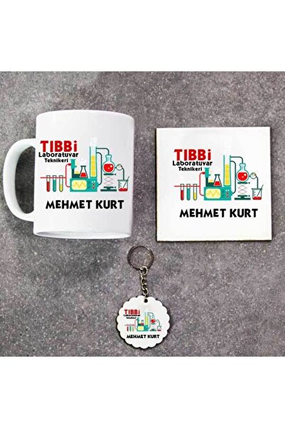 Tıbbi Laboratuvar Teknikeri Kupa Bardak Altlık Ve Anahtarlık Hediye Seti