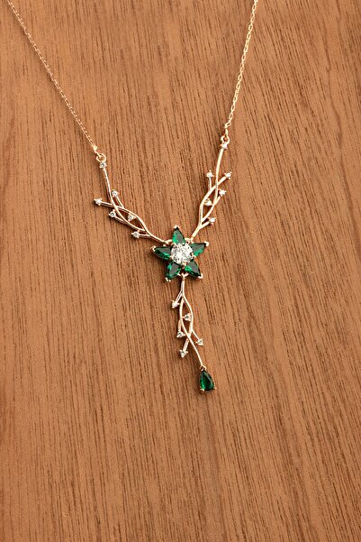 Miavi Silver 925 Ayar Gümüş Aquamarine Nergis Çiçeği Sarmaşık Kolye