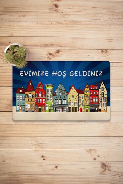 Vagonik Amsterdam Patterned Digital Printed 50x70cm Decorative Multi-Purpose Indoor and Outdoor Door Mat