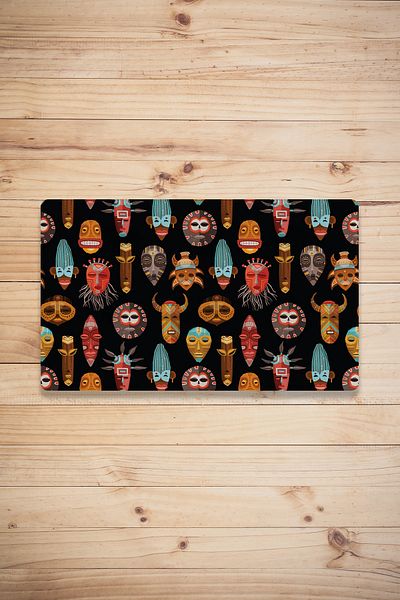 Vagonik Mask Patterned Digital Printed 50x70cm Decorative Multi-Purpose Indoor and Outdoor Door Mat