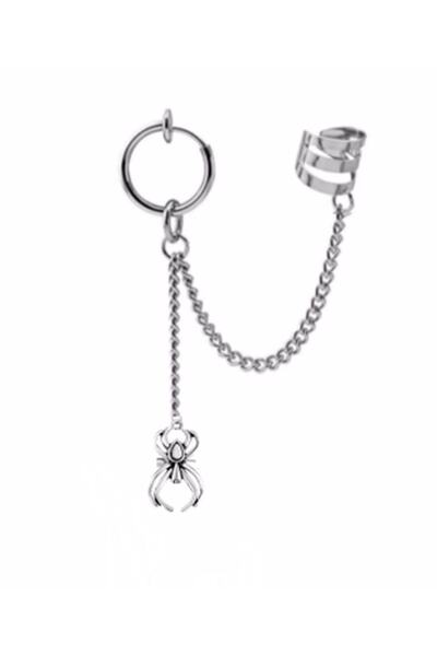 TakıConcept Örümcek Sallantılı Ikisi Deliksiz 2'li Küpe