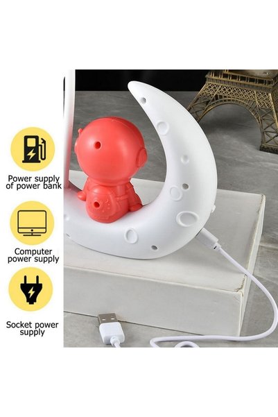 Generic Brand Astronaut Sitting on the Moon Night Light Red