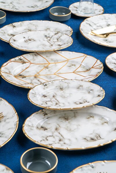 ACAR Focus 27 Parça 6 Kişilik Porselen Kahvaltı Takımı Brunch Set 12352