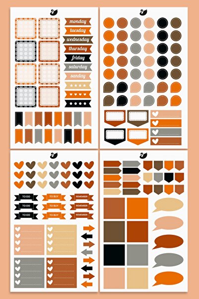 Özer Store Agenda adezivă colorată, set de autocolante pentru ornamente Bulle...