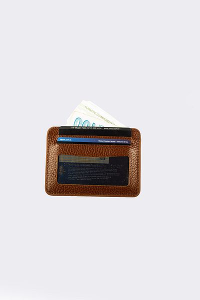 By Hakan West Polo-115 Γνήσιο Δερμάτινο Πορτοφόλι Κάρτας Καφέ