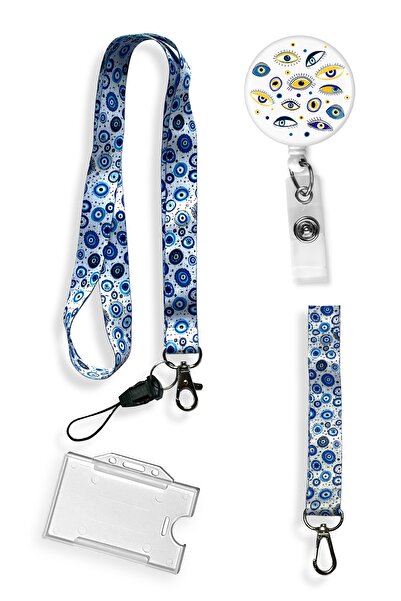 StormiStoretr مجموعة من 4 قطع من خرز عين الشر، سلسلة مفاتيح، حامل بطاقات ياقة...