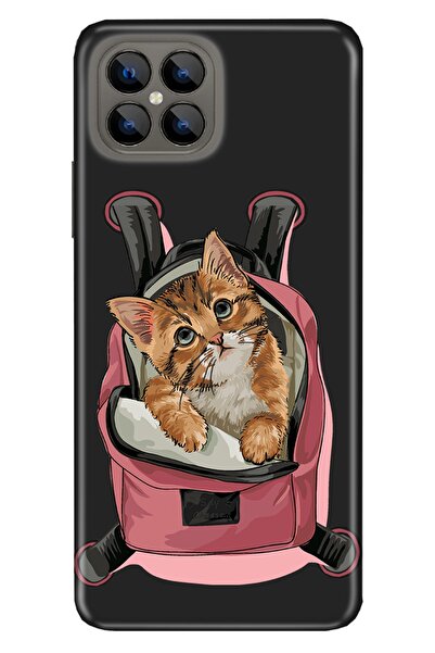 omix X600 Kılıf Silikon Tioserisi Desenli Resimli - Kedi Tatilde