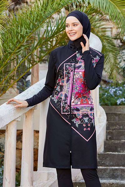MARESİVA Patterned Vest Look Hijab Swimsuit