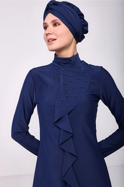 SEBOTEKS Lycra Pearl Detailed Flounced Closed Hijab μαγιό 2130