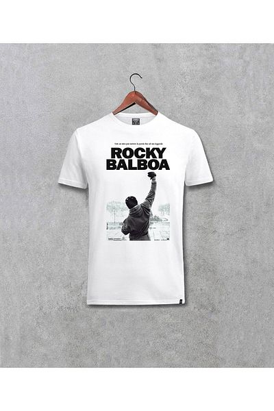 Darkia Λευκό μπλουζάκι Unisex με εμπριμέ σχέδιο Rocky Balboa