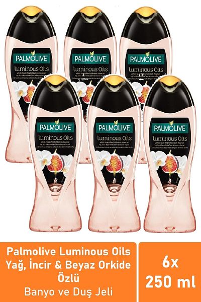 Palmolive Luminous Oils Bath and Shower Gel with Fig & Orchid Extracts 250 ml - Travel Pack of 6