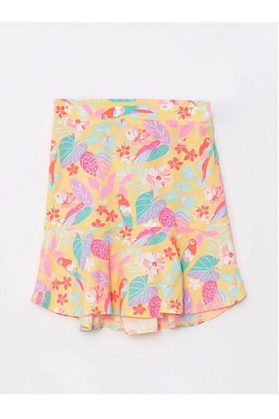 LC Waikiki Poplin Patterned Girl's Skirt - Elastic Waist