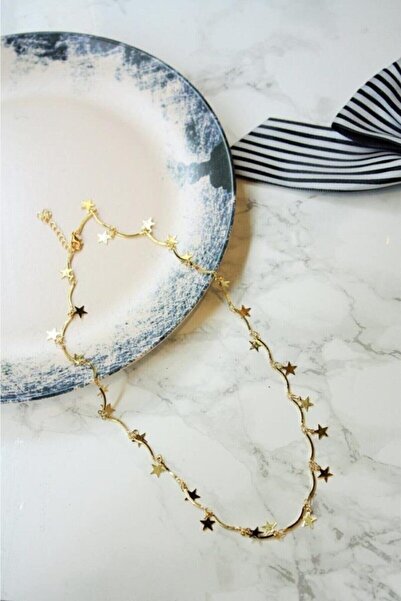 Smr Bijuteri Kadın Altın Kaplama Yıldızlı Şans Kolyesi