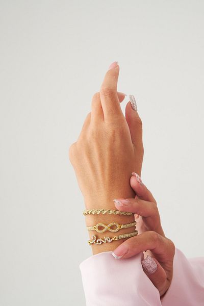 Eva Takı Gold Infinity - Love - Twisted Knitted Rope Best Friends Bracelet Set Triple