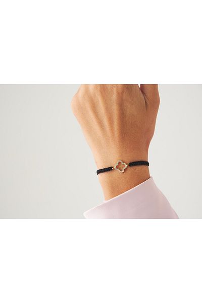 Eva Takı Black Clover Knitted Rope Best Friends Bracelet