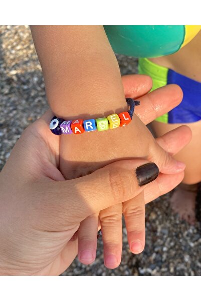 TAKI BY EKİN Cam Nazar Boncuklu Lacivert Ipli Renkli Isimli Bileklik Bebek / ...