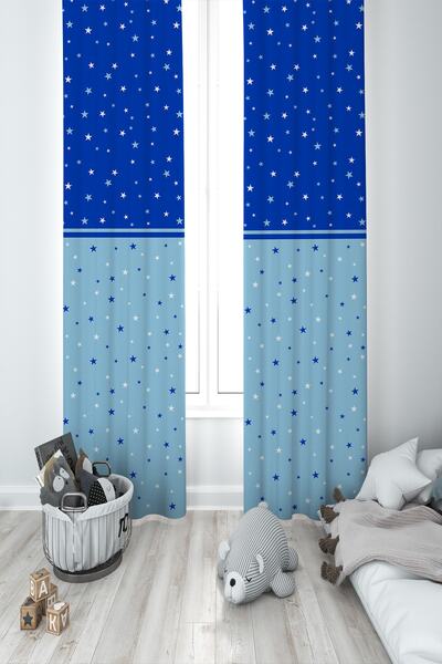 BAMBAŞKA MODA Дитяча кімната «Блакитні зірки» Двохкрила завіса Bmfp-205