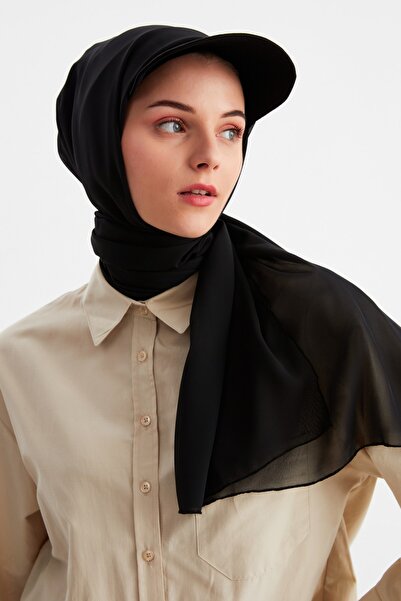 Butikgiz Kadın Tesettür Multi Şifon Ipeksi Şal Ve Pamuklu Penye Vizör Şapka I...