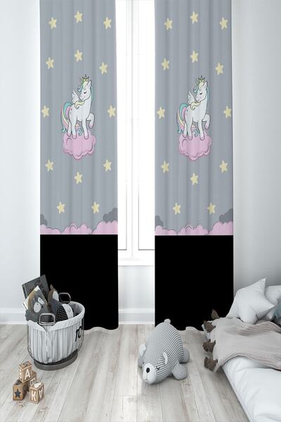 BAMBAŞKA MODA Дитяча кімната Unicorn Двоє крил Фон завіса Bmfp-200