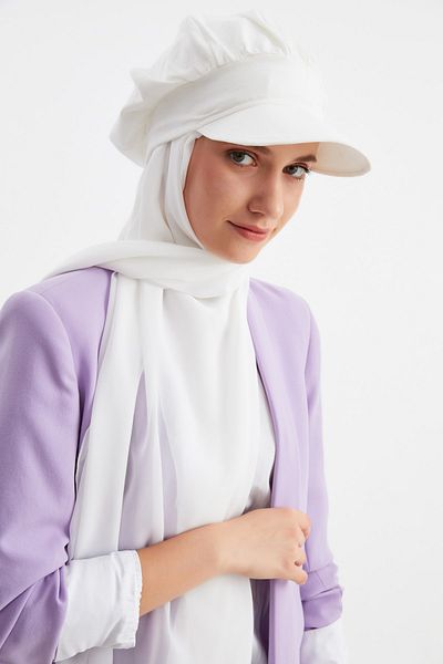 Butikgiz Women's Hijab Multi Chiffon Silky Shawl and Cotton Combed Visor Hat Pair - Comfortable, Extra Light