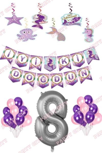 Party City Deniz Kızı Konsepti 8 Yaş Doğum Günü Süsleme Seti