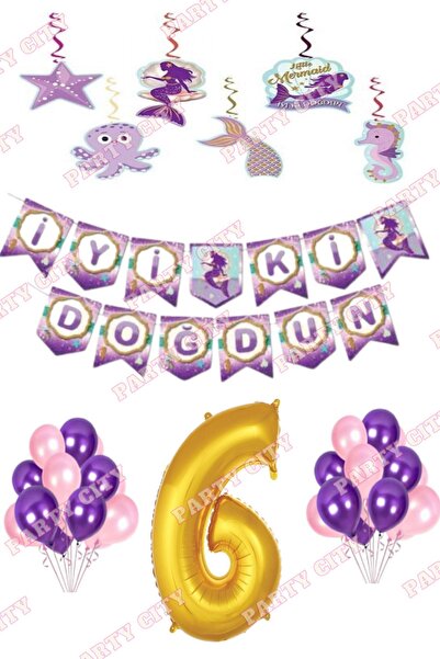 Party City Deniz Kızı Konsepti 6 Yaş Doğum Günü Süsleme Seti