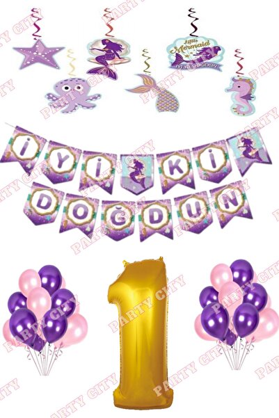Party City Deniz Kızı Konsepti 1 Yaş Doğum Günü Süsleme Seti
