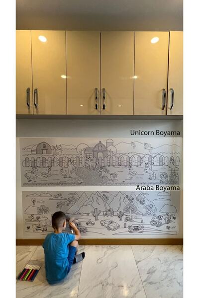 statik kağıt Statik Tutunma Özellikli Doya Doya Boyama 150x500 (unicorn)