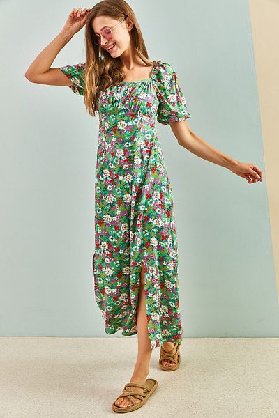 Bianco Lucci Rochie de damă cu model floral cu guler Madonna