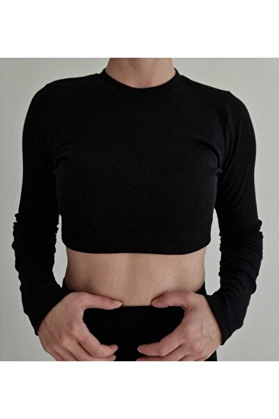 Zeta Kaşkorse Siyah Kadın Crop