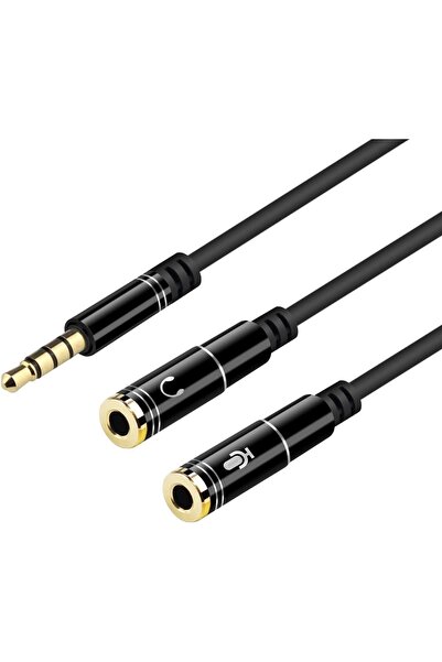 aogo Kulaklık Mikrofon Birleştirici Kablo Aparat 3.5mm Erkek 2x3.5mm Dişi Kulaklık Mic Audio Y Splitter