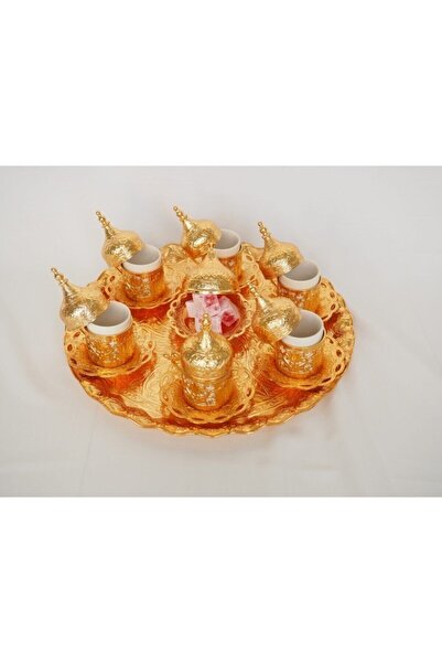 Paşabahçe Osmanlı Motifli 6'lı Türk Kahve Seti Sarı Renk